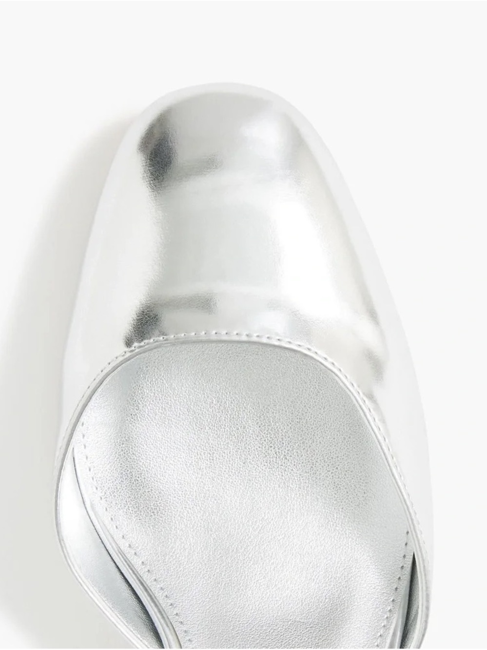 J. Crew Factory | Metallic Silver Block Heel Ankle-Strap Pumps - Picture 2 of 5